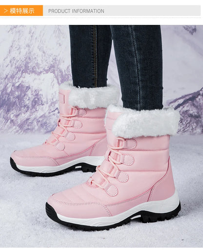 Bottes de Neige Femme Hiver 2024 – Sneakers Chaudes à Fourrure, Semelle Épaisse, Imperméables – Bottines Mi-mollet Outdoor - BLACKBEARD OUTDOOR INDUSTRIES