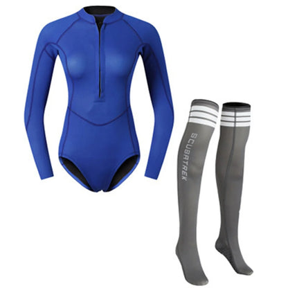 Combinaison Bikini Néoprène Femme 2MM avec Bas – Maillot de Bain Longues Manches Surf, Plongée, Snorkeling, Natation - BLACKBEARD OUTDOOR INDUSTRIES