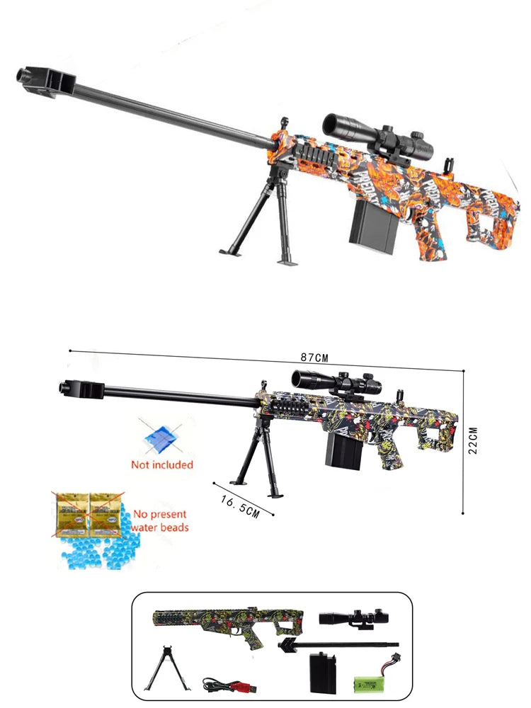 High-Speed Barrett Sniper Gun Toy with Gel Jet Bomb - 7.4V Dual/Automatic Mode Fully Automatic and Semi-Automatic Ma boutique