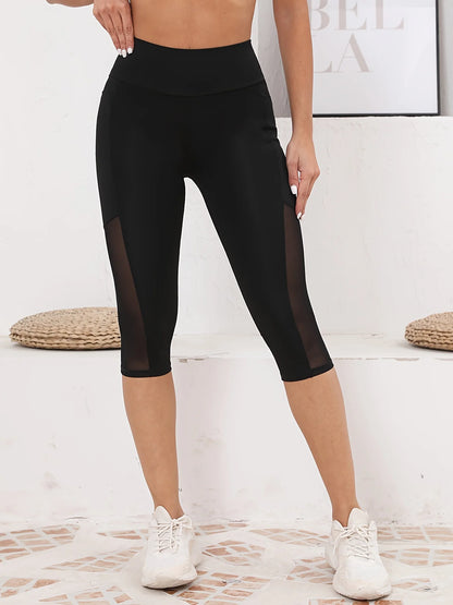Legging de Sport Femme 3/4 Taille Haute – Poches et Empiècements en Tulle Respirant – Effet Ventre Plat - BLACKBEARD OUTDOOR INDUSTRIES