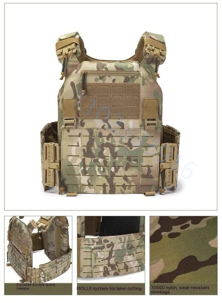 Gilet de Combat 6094 Tactique - Gilet Détachable Rapide avec Système Laser Cut et Porte-Plaque de Protection - Équipement Tactique Noir BLACKBEARD OUTDOOR INDUSTRIES