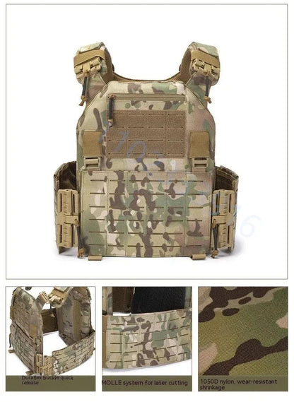 Gilet de Combat 6094 Tactique - Gilet Détachable Rapide avec Système Laser Cut et Porte-Plaque de Protection - Équipement Tactique Noir BLACKBEARD OUTDOOR INDUSTRIES