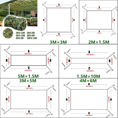 Filet de Camouflage - Filet de Camouflage pour Chasse, Entraînement Militaire, Tente de Jardin, Protection Solaire, Taille Variable (10M x 1,5M, 4M x 6M, etc.) - BLACKBEARD OUTDOOR INDUSTRIES