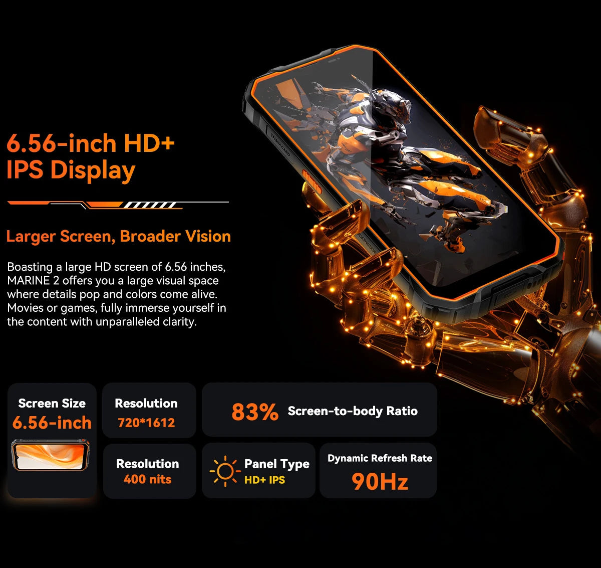 Blackview OSCAL Marine 2 Rugged Smartphone AI, 6.56'' HD+ Display, Unisoc T615, 24(8+16)GB 256GB, 11000mAh, Android 15 Phone NFC BLACKBEARD OUTDOOR INDUSTRIES