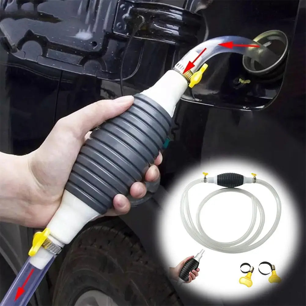 Pompe Manuelle de Transfert Multifonction – Pompe à Carburant, Huile, Eau, Diesel, Nettoyeur Liquide avec Colliers Métalliques Antifuite - BLACKBEARD OUTDOOR INDUSTRIES