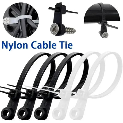 Serre-Câbles Nylon avec Trou de Vis – Lot de 100 ou 200 Pièces Attaches Auto-Bloquantes pour Câbles, Fils et Organisation DIY Bureau & Maison - BLACKBEARD OUTDOOR INDUSTRIES