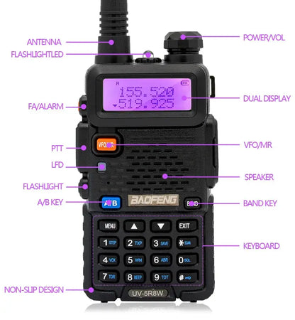 Baofeng UV-5R – Radio Bi-Bande VHF/UHF | 128 Canaux, Jusqu'à 15 km de Portée, Lampe LED et FM Ma boutique