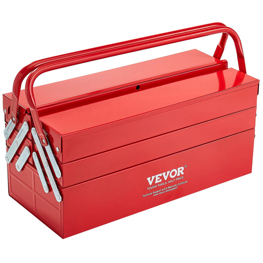 Boîte à Outils Métallique VEVOR 18” – 3 Niveaux / 5 Compartiments | Coffre de Chantier Portable avec Poignée - BLACKBEARD OUTDOOR INDUSTRIES