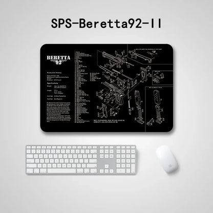 Tapis de Nettoyage pour Armes & Tapis de Souris Gaming – Modèles Beretta 92, Sig 226, Sig 229, USP - BLACKBEARD OUTDOOR INDUSTRIES