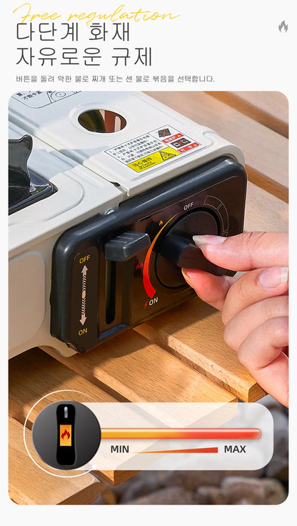 BISINNA Picnic Stove - Réchaud Portable à Gaz Butane avec 3 Couches de Sécurité - BLACKBEARD OUTDOOR INDUSTRIES