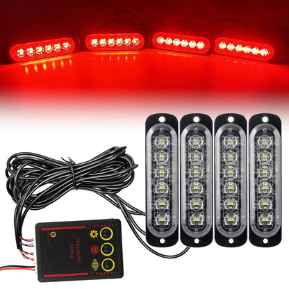Éclairage de Calandre avant LED 12V/24V avec Lumières Stroboscopiques d'Alerte - Lampe de Signalisation Jaune et Blanche BLACKBEARD OUTDOOR INDUSTRIES