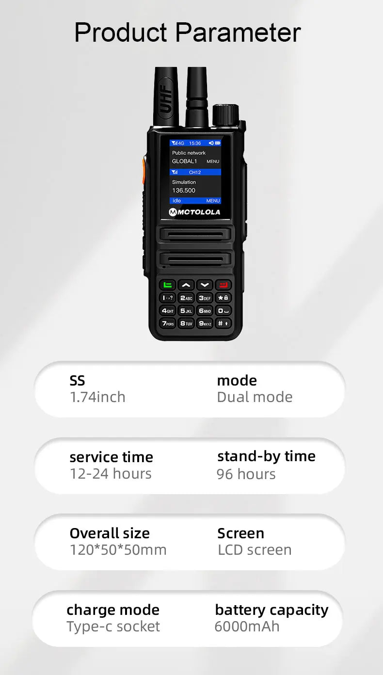 MOTOLOLA MT-8900 Talkie-Walkie Android 2G/4G - Radio Analogique VHF/UHF à Longue Portée Compatible PTT/PoC - BLACKBEARD OUTDOOR INDUSTRIES