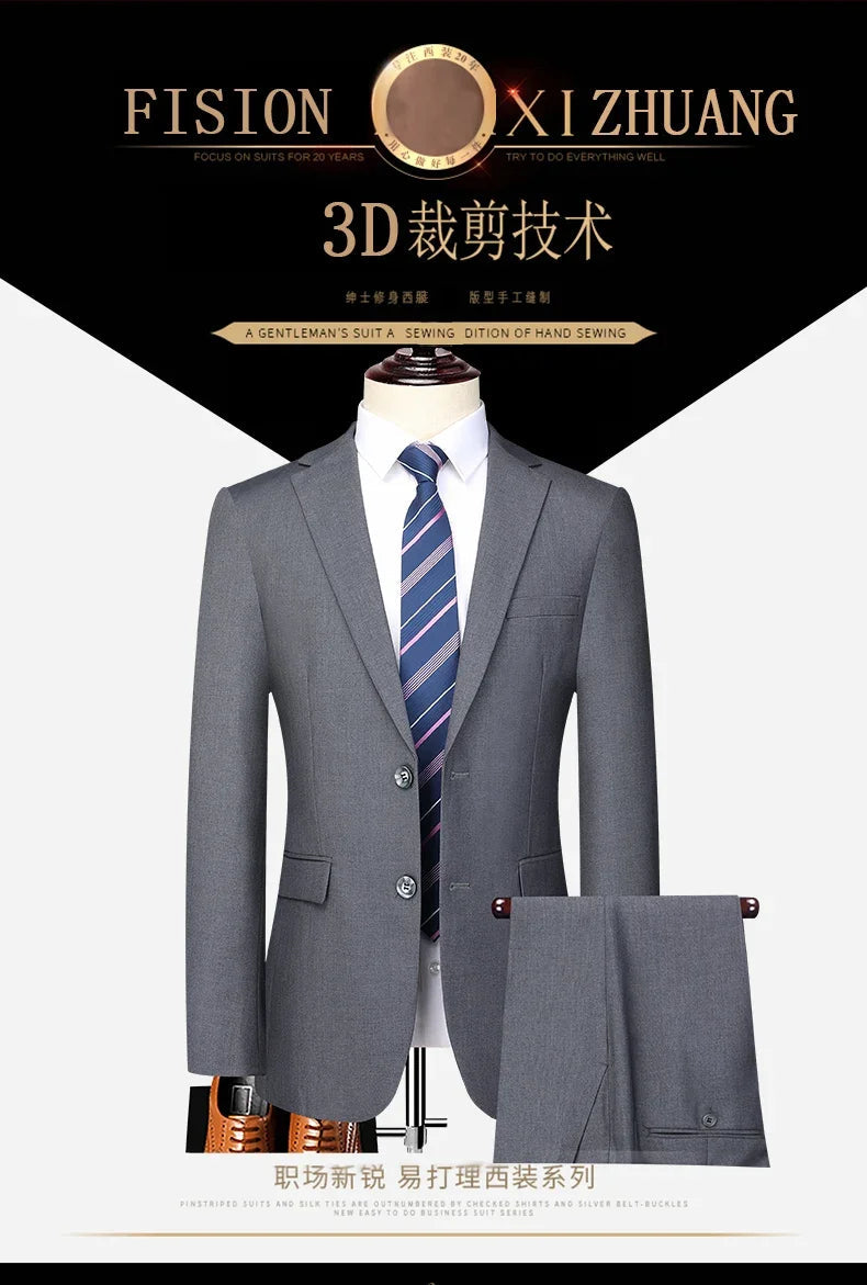Costume Homme Slim Fit à Deux Boutons – Costume Professionnel et Élégant avec Pantalon Inclus (Tailles S-6XL) BLACKBEARD OUTDOOR INDUSTRIES