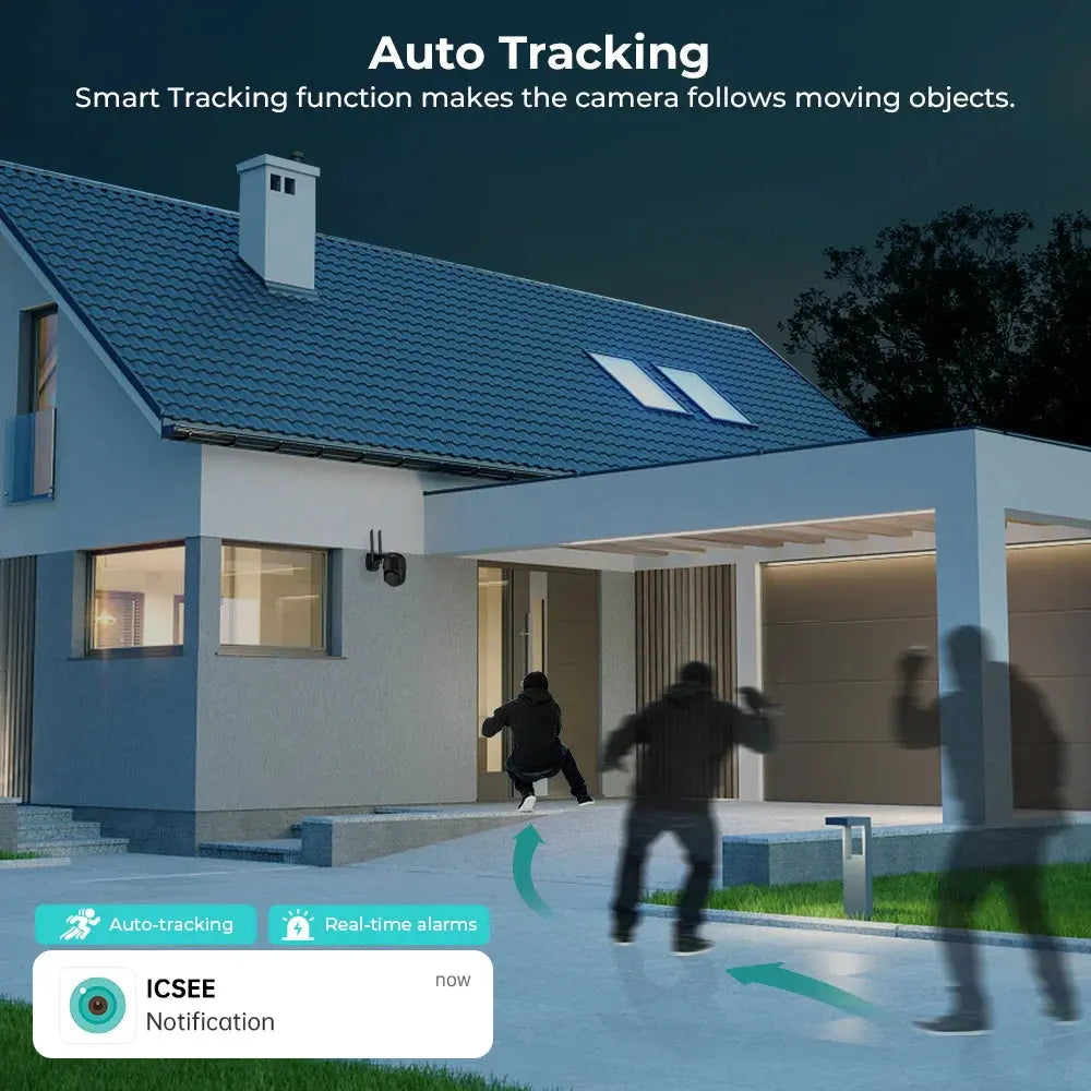 Caméra de Surveillance Extérieure PANEPO A8H – 8MP WiFi | Zoom 4X | Vision Nocturne Couleur | Détection Humaine AI | Étanche IP66 Ma boutique