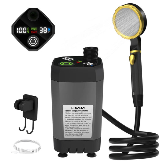 Kit de Douche Portable pour Camping – Pompe de Douche RV avec Écran Numérique Intelligent, Mode Éco Énergétique, Batterie 6000mAh – Idéale pour Aventures en Plein Air - BLACKBEARD OUTDOOR INDUSTRIES