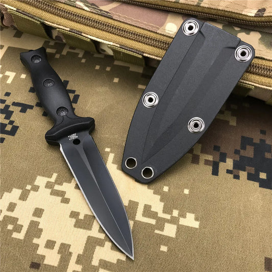 Couteau Tactique Extérieur à Lame Fixe – Double Tranchant | Acier Inoxydable 440C | Poignée ABS & Caoutchouc | Avec Étui - BLACKBEARD OUTDOOR INDUSTRIES