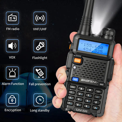 Baofeng UV-5R – Radio Bi-Bande VHF/UHF | 128 Canaux, Jusqu'à 15 km de Portée, Lampe LED et FM Ma boutique