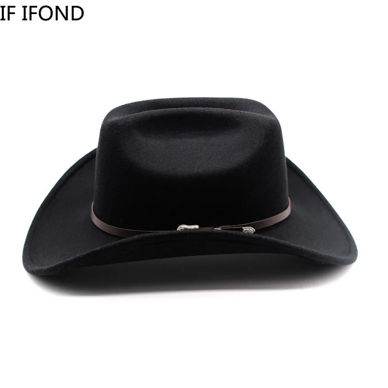 Chapeau Vintage Western Cowboy Unisexe – Style Gentleman & Cowgirl, Large Bord en Cuir – Jazz Cloche Sombrero Élégant pour Homme & Femme - BLACKBEARD OUTDOOR INDUSTRIES