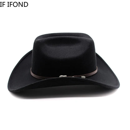 Chapeau Vintage Western Cowboy Unisexe – Style Gentleman & Cowgirl, Large Bord en Cuir – Jazz Cloche Sombrero Élégant pour Homme & Femme - BLACKBEARD OUTDOOR INDUSTRIES