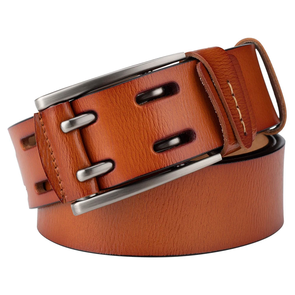 Ceinture en Cuir Véritable à Double Boucle pour Homme - Ceinture Casual 4,1 cm BLACKBEARD OUTDOOR INDUSTRIES