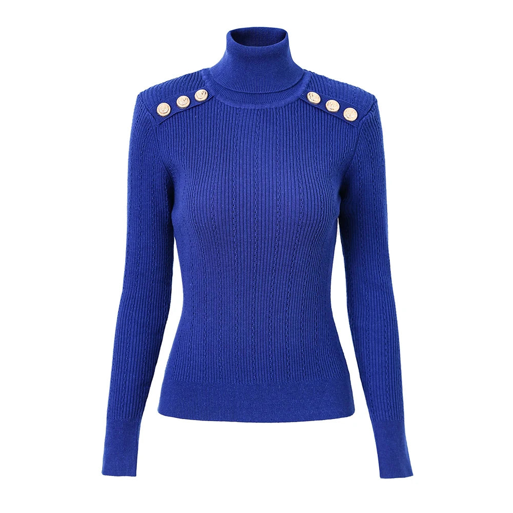 Pull en Laine Mélangée à Col Roulé Femme - Vert Armée, Épaules Padding, Casual, Tricoté pour l'Hiver BLACKBEARD OUTDOOR INDUSTRIES