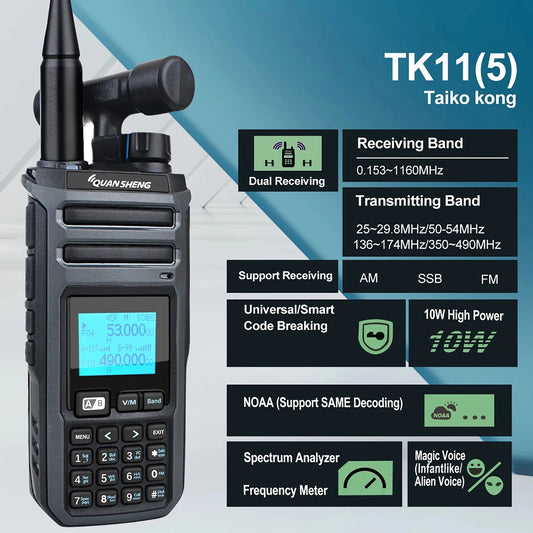 Talkie Walkie Quansheng TK11(5) Digital – Puissance 5-10W | DTMF/CTCSS/DCS | VOX | 10 Sets de Jammers Ma boutique