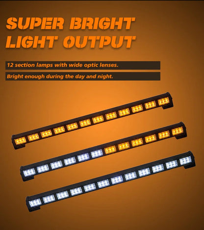 Barre lumineuse d'urgence à LED 22 pouces avec 36 LED - Lampe de signalisation pour toit de voiture, lumière clignotante Amber/Blanc, 12-24V BLACKBEARD OUTDOOR INDUSTRIES