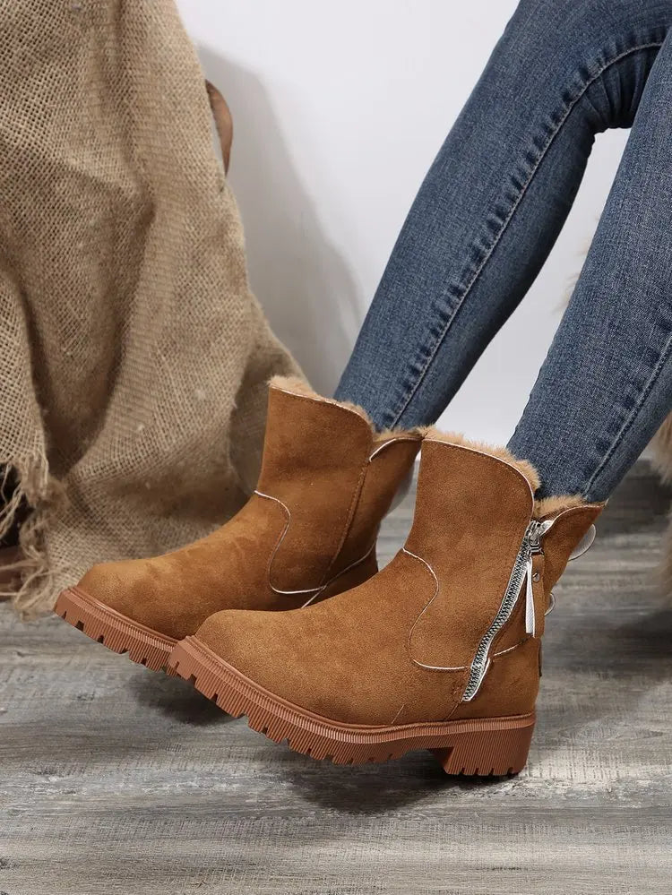 Bottes d'Hiver Femme 2024 - Bottes de Neige à Fourrure, Mi-Mollet, Imperméables et Chaudes, Bottes de Randonnée Extérieures pour Femme - BLACKBEARD OUTDOOR INDUSTRIES
