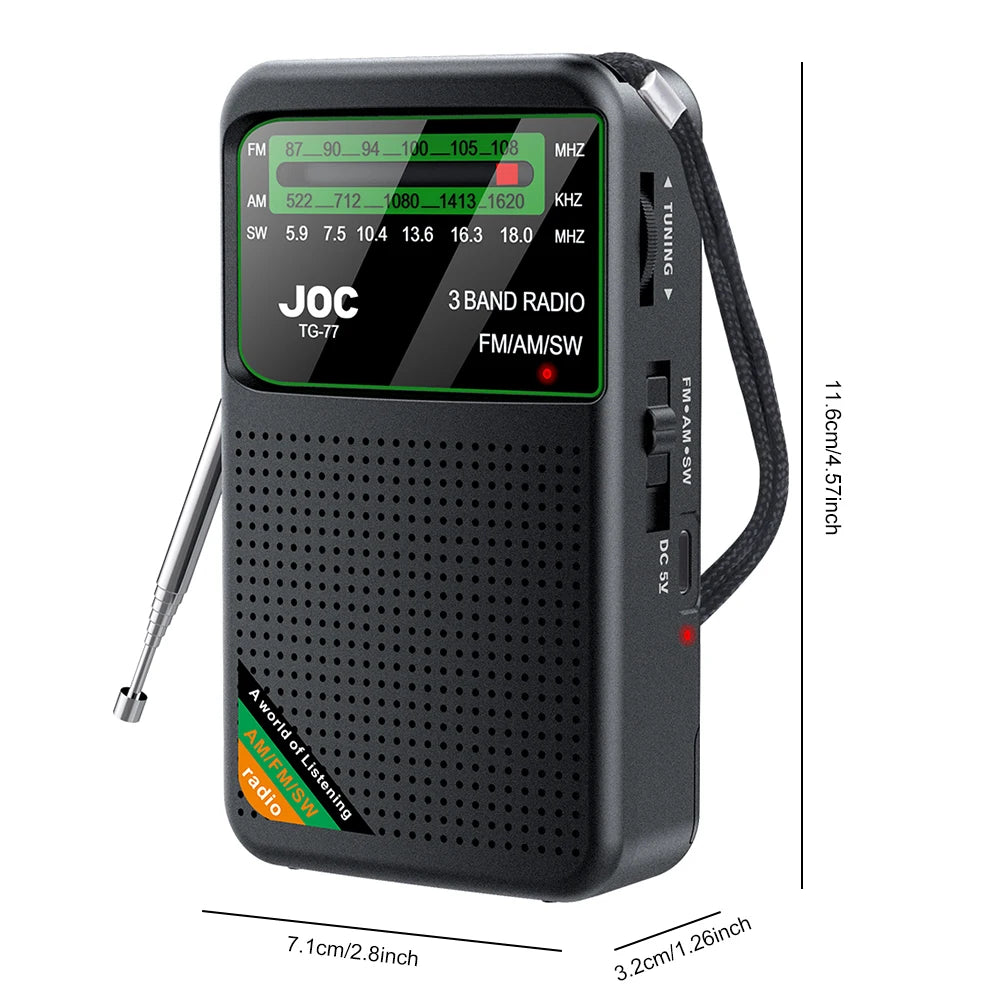 📻 Mini Radio Portable AM/FM/SW – Rechargeable avec Haut-Parleur Stéréo et Écran HD Ma boutique