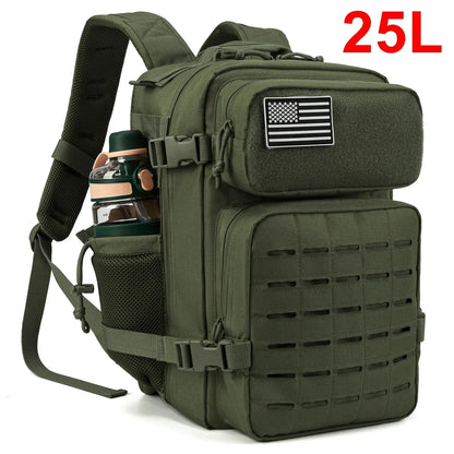 Sac à Dos Tactique 25L / 45L pour Homme et Femme – Laser Cut MOLLE, Sac Polyvalent pour Randonnée, École et Gym - BLACKBEARD OUTDOOR INDUSTRIES