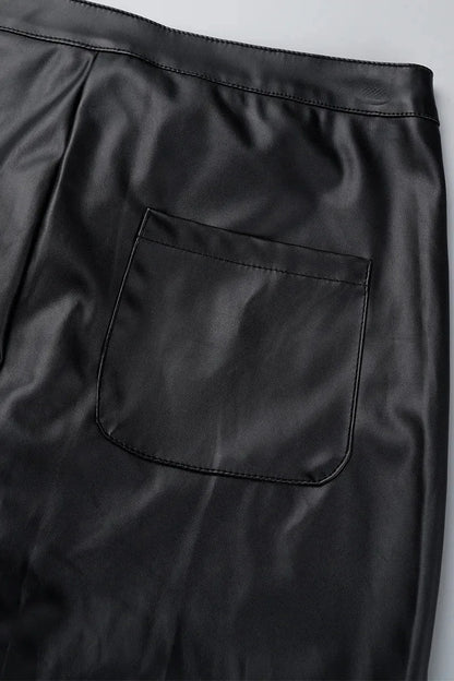 Pantalon Femme Taille Haute Slim – Effet Cuir PU Brillant – Coupe Skinny Style Européen - BLACKBEARD OUTDOOR INDUSTRIES