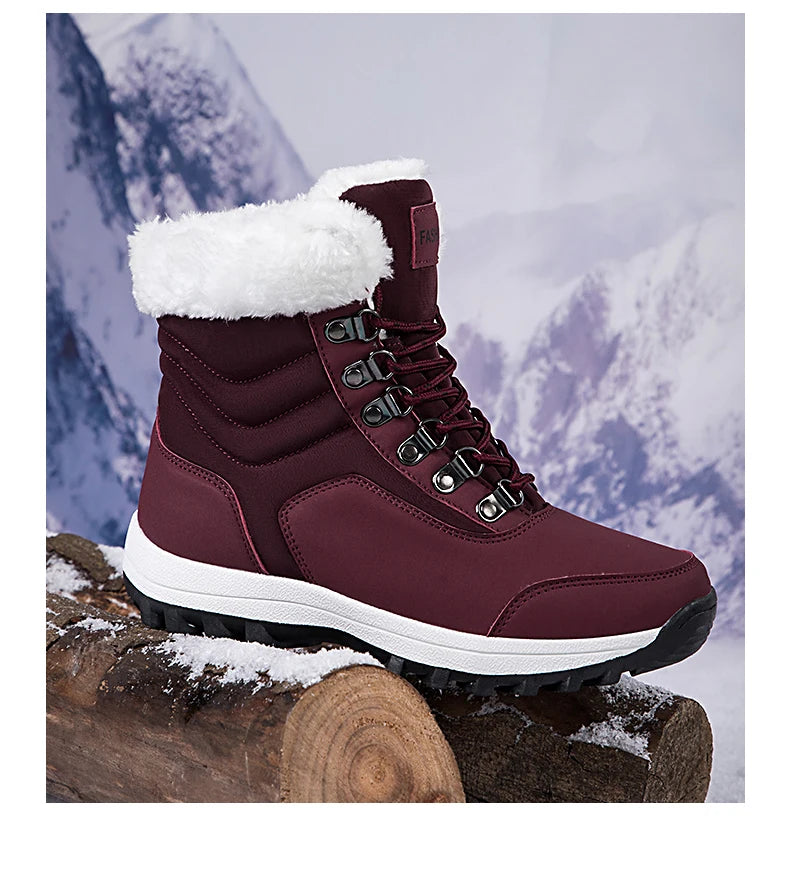 Bottes de Neige Femme Hiver 2024 – Sneakers Chaudes à Fourrure, Semelle Épaisse, Imperméables – Bottines Mi-mollet Outdoor - BLACKBEARD OUTDOOR INDUSTRIES