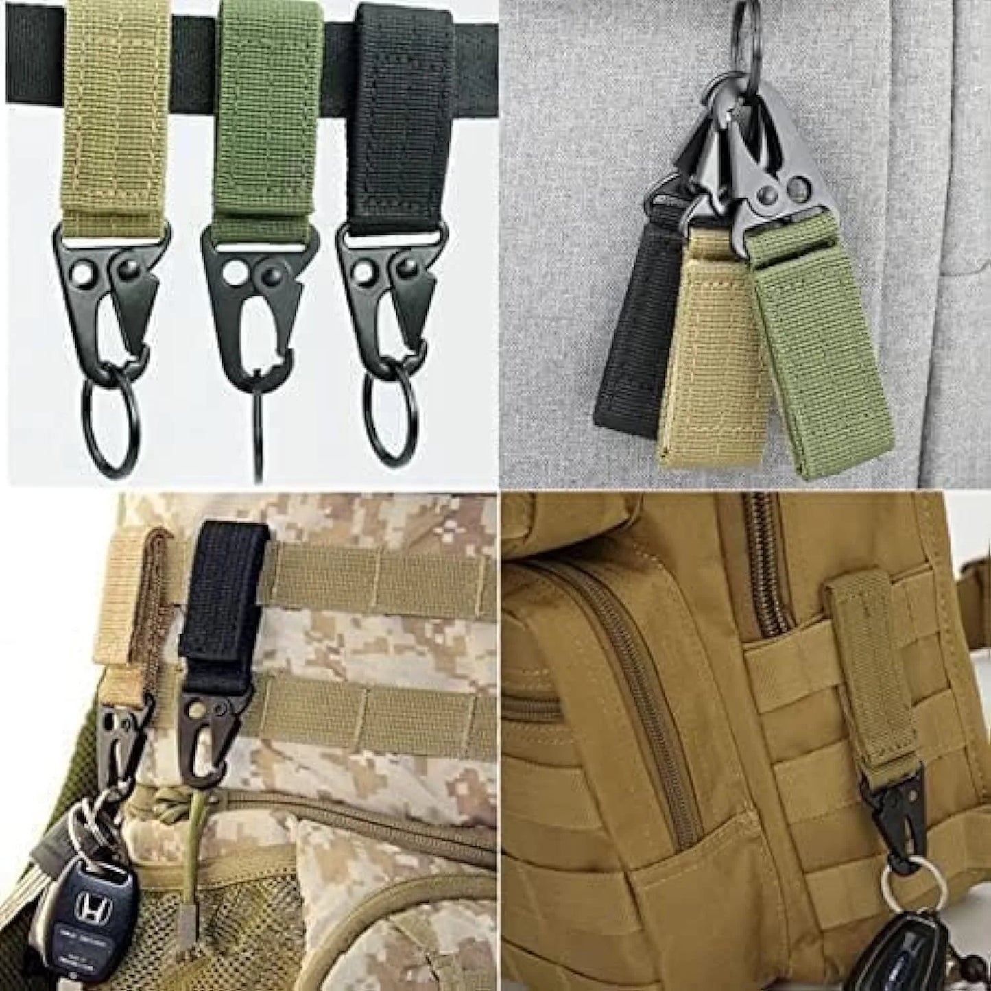 3 Pièces – Boucles Tactiques en Nylon avec Mousqueton Carabine, Clip de Ceinture EDC, Porte-Clés pour Sac à Dos Molle, Accessoire pour Escalade et Camping en Plein Air - BLACKBEARD OUTDOOR INDUSTRIES
