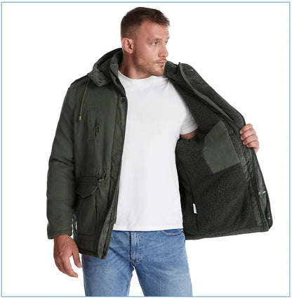 Parka Homme Hiver Chaude – LZLLTT Avec Capuche Amovible | Doublure Polaire | Multipoches | -30°C à +5°C - BLACKBEARD OUTDOOR INDUSTRIES