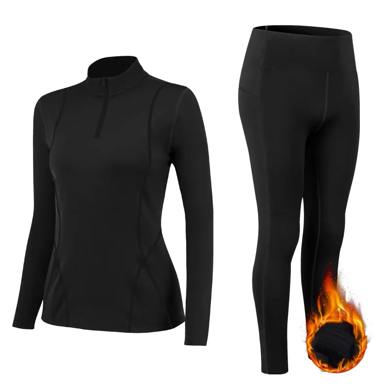 Ensemble de Sous-Vêtements Thermiques Femme en Velours – Vêtement Thermo pour l'Hiver, Ensemble 2 Pièces Longs Jambes et Lingerie - BLACKBEARD OUTDOOR INDUSTRIES