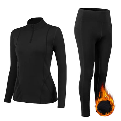 Ensemble de Sous-Vêtements Thermiques Femme en Velours – Vêtement Thermo pour l'Hiver, Ensemble 2 Pièces Longs Jambes et Lingerie - BLACKBEARD OUTDOOR INDUSTRIES
