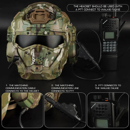 Casque tactique W-Ronin Assault II avec casque intégré, ventilateur anti-buée, masque rabattable et lentille de remplacement Ma boutique