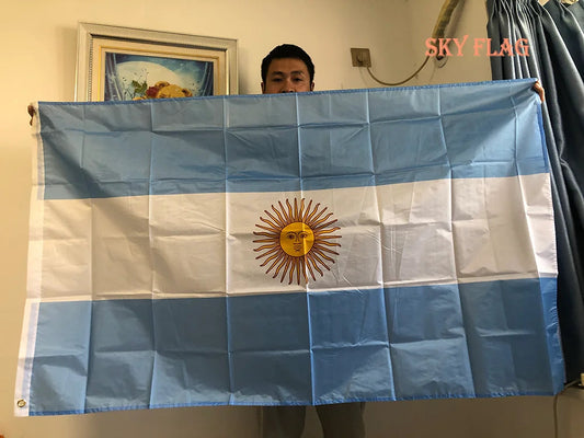 Drapeau de l'Argentine – 90x150 cm – Polyester – Drapeau National Argenté Suspendu et Bannière BLACKBEARD OUTDOOR INDUSTRIES