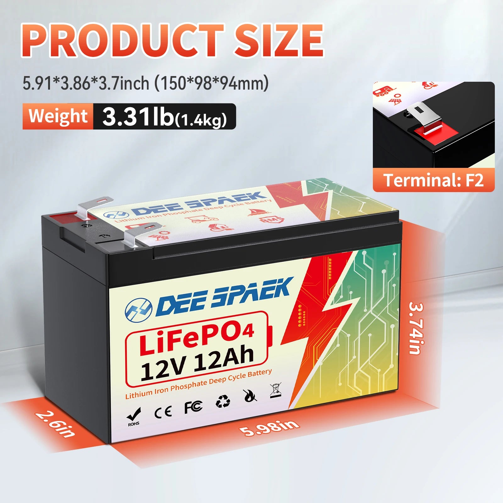 Batterie Lithium Fer Phosphate (LiFePO4) 12V 12Ah avec BMS - BLACKBEARD OUTDOOR INDUSTRIES