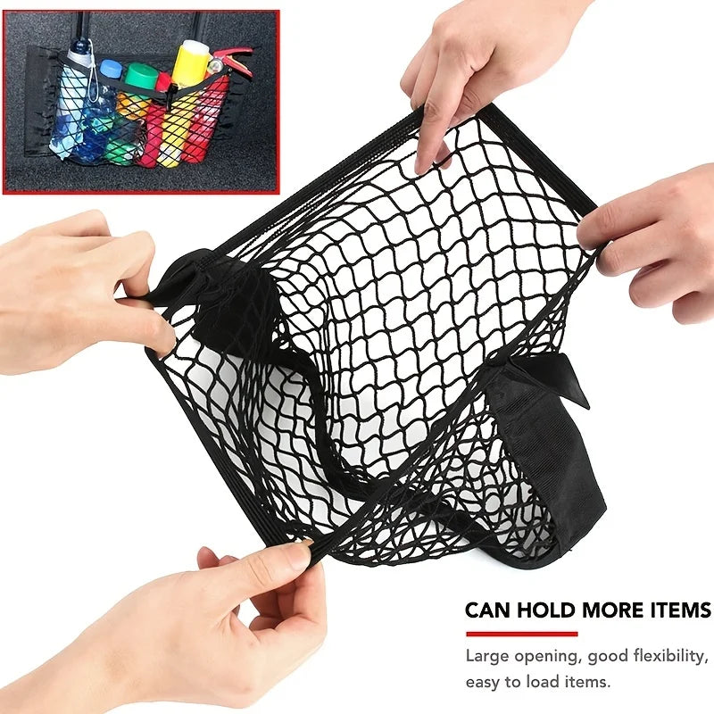 Filet de Rangement Universel Double Maille pour Coffre de Voiture – Anti-Glisse, Fixation Extincteur, Organisation Multi-Usage - BLACKBEARD OUTDOOR INDUSTRIES