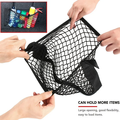 Filet de Rangement Universel Double Maille pour Coffre de Voiture – Anti-Glisse, Fixation Extincteur, Organisation Multi-Usage - BLACKBEARD OUTDOOR INDUSTRIES