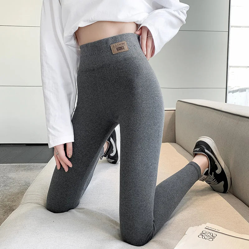 Legging Femme Taille Haute Gris Coton – Confort Slim Fit Grande Taille Automne et Toutes Saisons - BLACKBEARD OUTDOOR INDUSTRIES