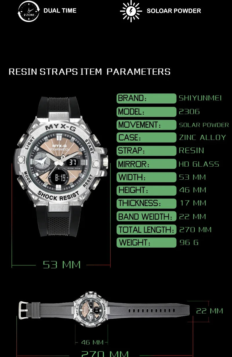 Montre Homme Énergie Solaire STRYVE – Style Acier Inoxydable – Double Affichage Analogique & Digital – Multifonction – Étanche 50M - BLACKBEARD OUTDOOR INDUSTRIES