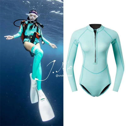Combinaison Bikini Néoprène Femme 2MM avec Bas – Maillot de Bain Longues Manches Surf, Plongée, Snorkeling, Natation - BLACKBEARD OUTDOOR INDUSTRIES