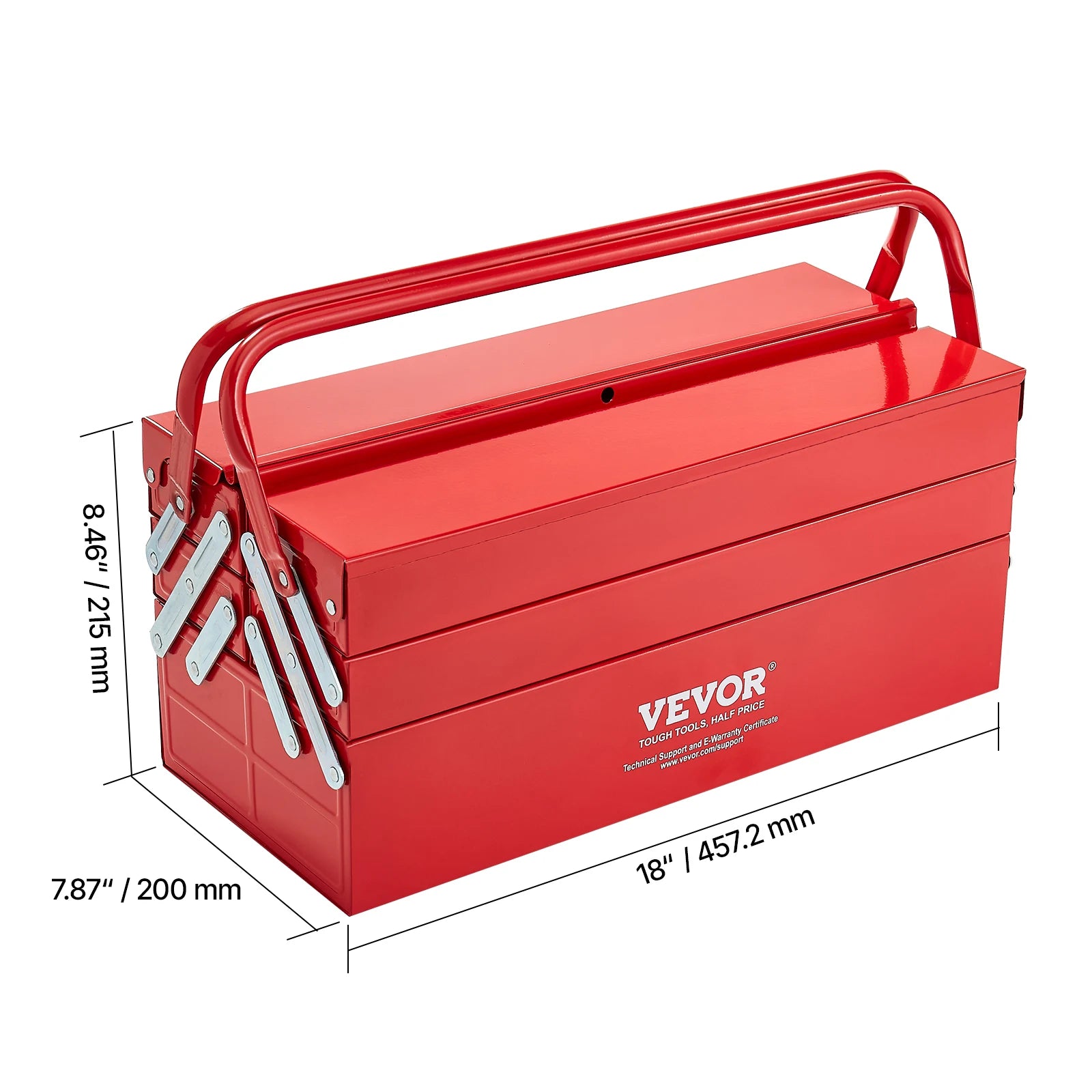Boîte à Outils Métallique VEVOR 18” – 3 Niveaux / 5 Compartiments | Coffre de Chantier Portable avec Poignée - BLACKBEARD OUTDOOR INDUSTRIES