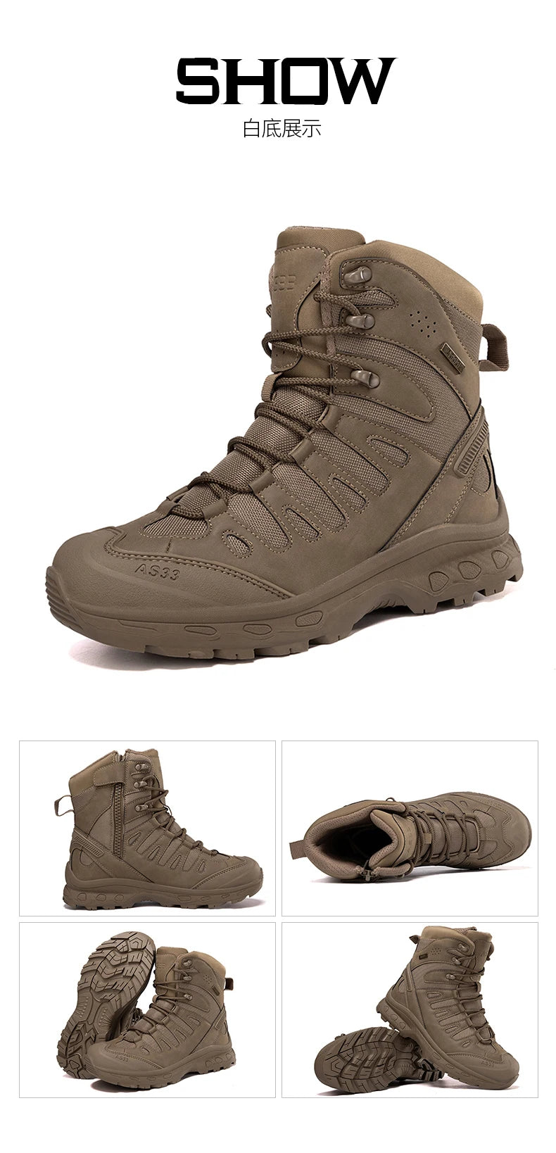 Bottes Tactiques pour Homme – Hautes, Lacées, Militaires, de Randonnée, en Cuir PU, Imperméables, Taille Plus, Unisexes, pour Escalade et Travail - BLACKBEARD OUTDOOR INDUSTRIES