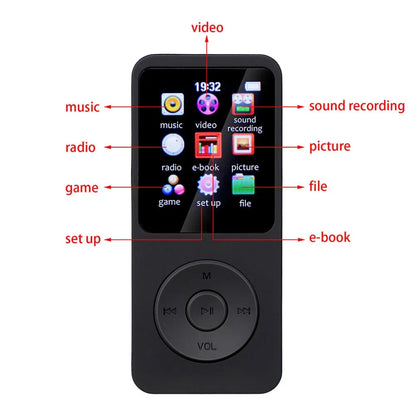 Lecteur MP3 Portable HiFi P3 avec Écran TFT 1,8’’ Bluetooth 5.4 | Haut-parleur intégré | Lecture Vidéo | Radio FM | Enregistreur Vocal | Lecteur E-Book - BLACKBEARD OUTDOOR INDUSTRIES
