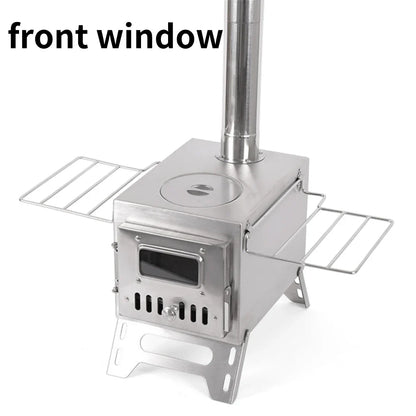 Poêle à Bois de Camping Extérieur – Chauffage Pliable en Acier Inoxydable avec Fenêtre d’Observation pour Tente, Cheminée de Patio - BLACKBEARD OUTDOOR INDUSTRIES