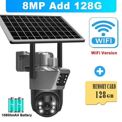 Caméra de Surveillance Solaire 4K WiFi 8MP – Sécurité Extérieure Sans Fil avec Double Objectif et Contrôle PTZ Ma boutique