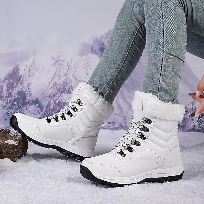 Bottes de Neige Femme Hiver 2024 – Sneakers Chaudes à Fourrure, Semelle Épaisse, Imperméables – Bottines Mi-mollet Outdoor - BLACKBEARD OUTDOOR INDUSTRIES